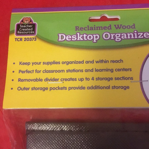 Reclaimed Wood Desktop Organizer W/ Divider It Gives U 4 Spaces W/ Front Pocket - Picture 2 of 5